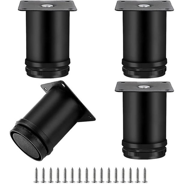 Patas de muebles ajustables, patas redondas para muebles, patas de sofá de acero inoxidable de metal, patas de mesa, altura ajustable de 0 a 10 mm, 50 x 80 mm, color negro