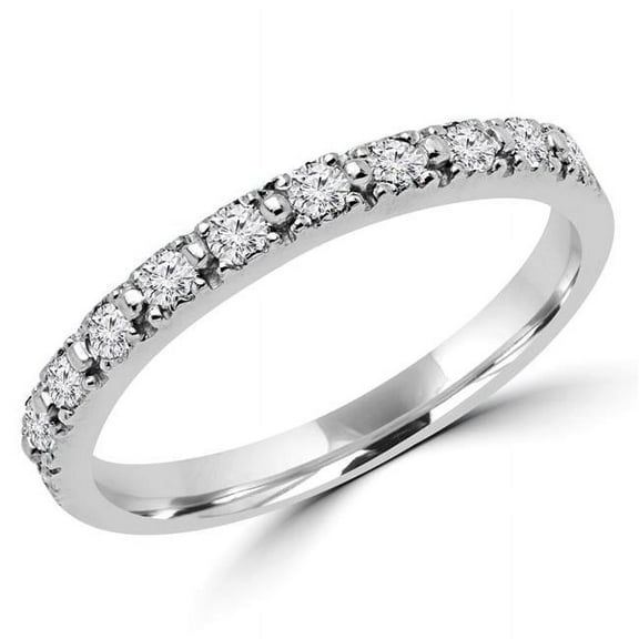 MD170320-3.75 0.25 CTW Round Diamond Semi-Eternity Wedding Band Ring in 14K White Gold, Size 3.75