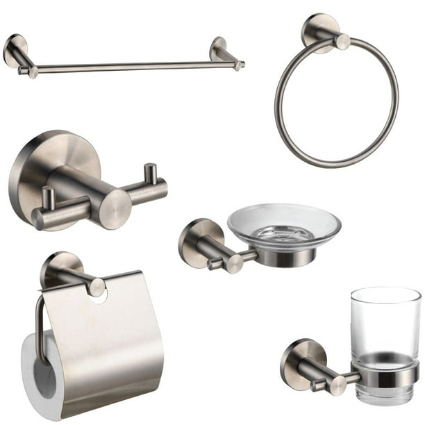 Juego De 6 Accesorios Para Baño Rubinett Alfa Acero inóxidable 304 Satinado de Lujo