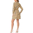 thumbnail image 3 of Vestido de camisa floral con cinturón y botones de solapa para mujer Allegra K S amarillo, 3 of 6