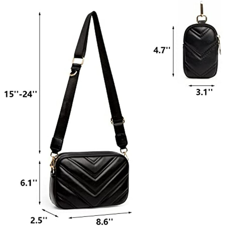 Black Cross Body Bag Purses For Women With Coin Purse Thick Wide