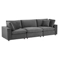 thumbnail image 1 of Modway Commix Canapé 3 Places Surrempli en Velours de Performance Garni de Duvet, Gris, 1 of 10