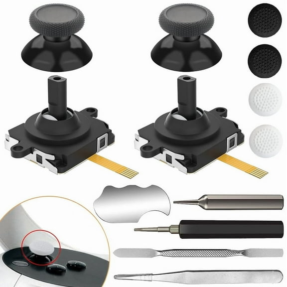 Joystick Replacement Kit for Oculus Quest 2, Repair Kit for Meta Quest 3 Controller, 13 in 1 Joystick Thumbstick Cap Replacement Accessories Parts Drift Repair with Tools