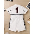thumbnail image 4 of IWEMEK Neutral Baby Jumpsuit Summer Casual Trendy Mandarin Collar Infant Outfits Checkered Print White Bodysuit, 4 of 8
