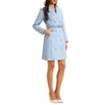 thumbnail image 4 of INSPIRE CHIC Women's Tweed Dress Double Breasted Long Sleeve Blazer Dress with Belt M Sky Blue, 4 of 5