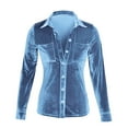 thumbnail image 4 of Herrnalise Vintage Velvet Top for Women Elegant Long Sleeve Button Down Shirts Velour Blouses with Pockets Gifts For Women S-2XL, 4 of 5