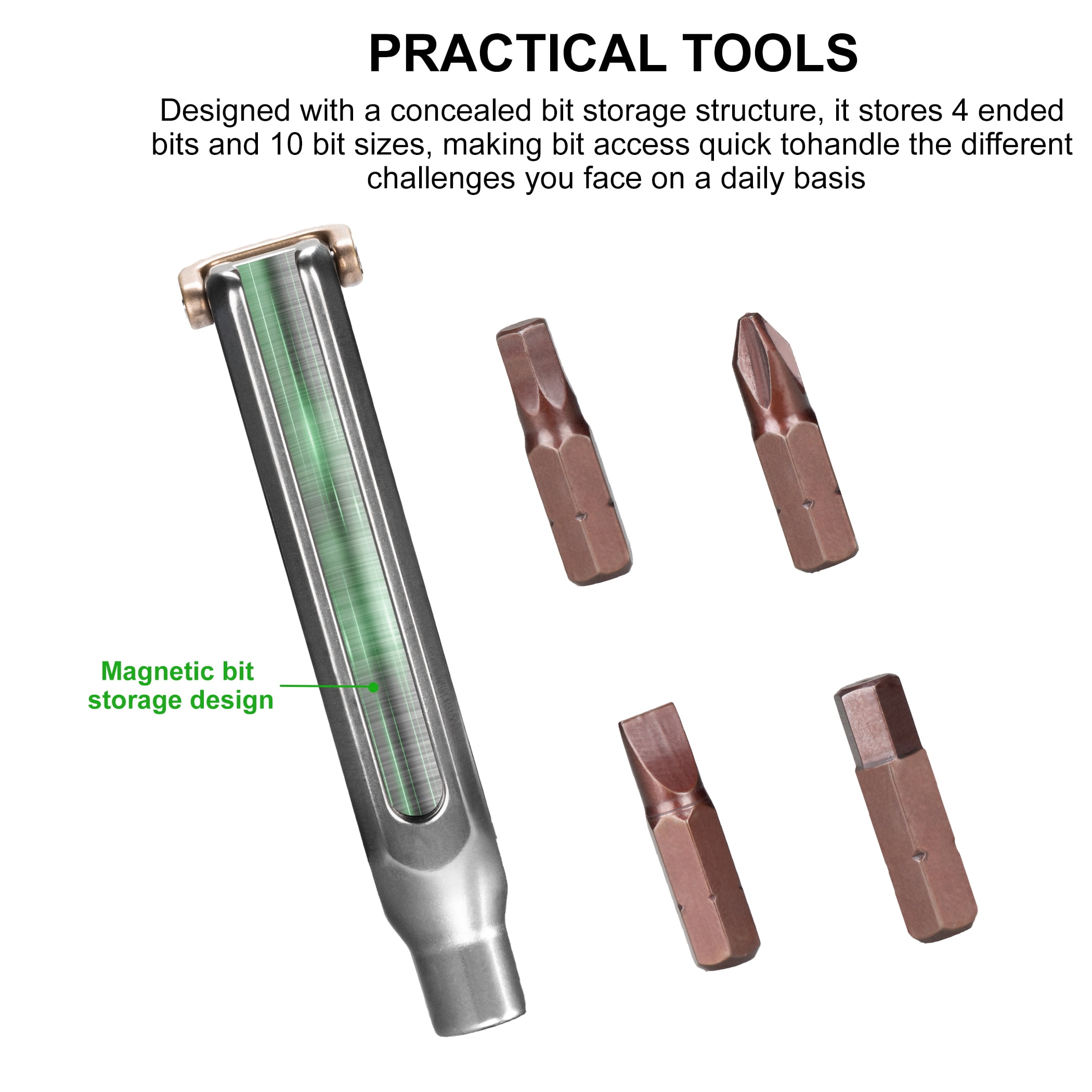 FANAUE 10-in-1 Titanium EDC Screwdriver Set with Magnetic S2 Steel Bits - Portable Multi-Torque Tool for DIY
