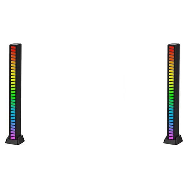 Wosthever Lámpara inalámbrica de control de sonido activada por voz con luz recargable RGB para el hogar 32 Cuentas Negro 2Conjunto