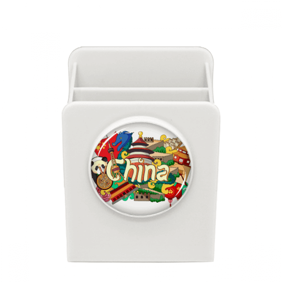 Panda Great Wall Imperial China Desk Pencil Holder Cup Pen Organizer