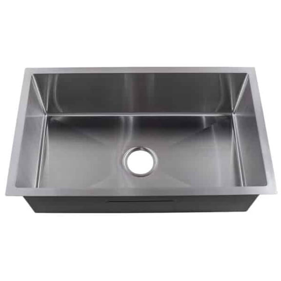 Strictly Sinks 32 Inch Undermount Single Bowl Kitchen Sink – 18 Gauge Stainless Steel Silver Finish – Sink Only