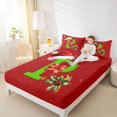 thumbnail image 4 of Homewish Initial P Letter Bed Sheets for Kids, Kawaii Santa Claus Hat King Sheets, Red Green Christmas Sheet Set, Luxury Bedroom Decor, 4-Piece, 4 of 7