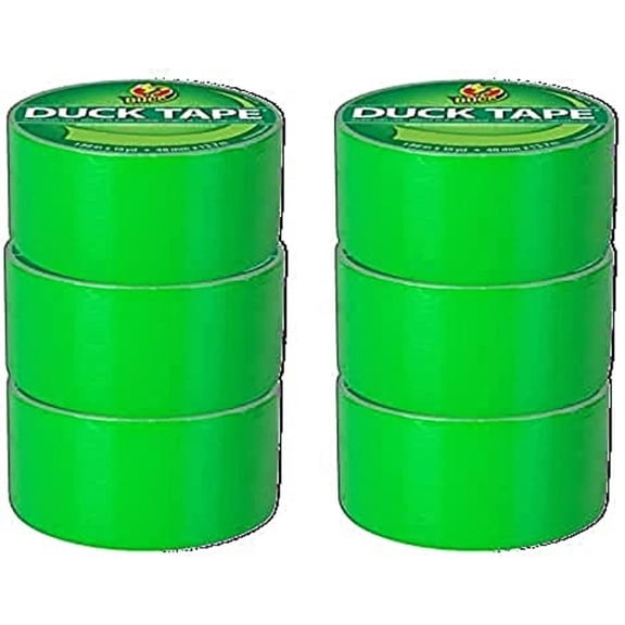 Duck Brand 1265018_C Duck Color Duct Tape, 6-Roll, Neon Lime Green, 6 Rolls