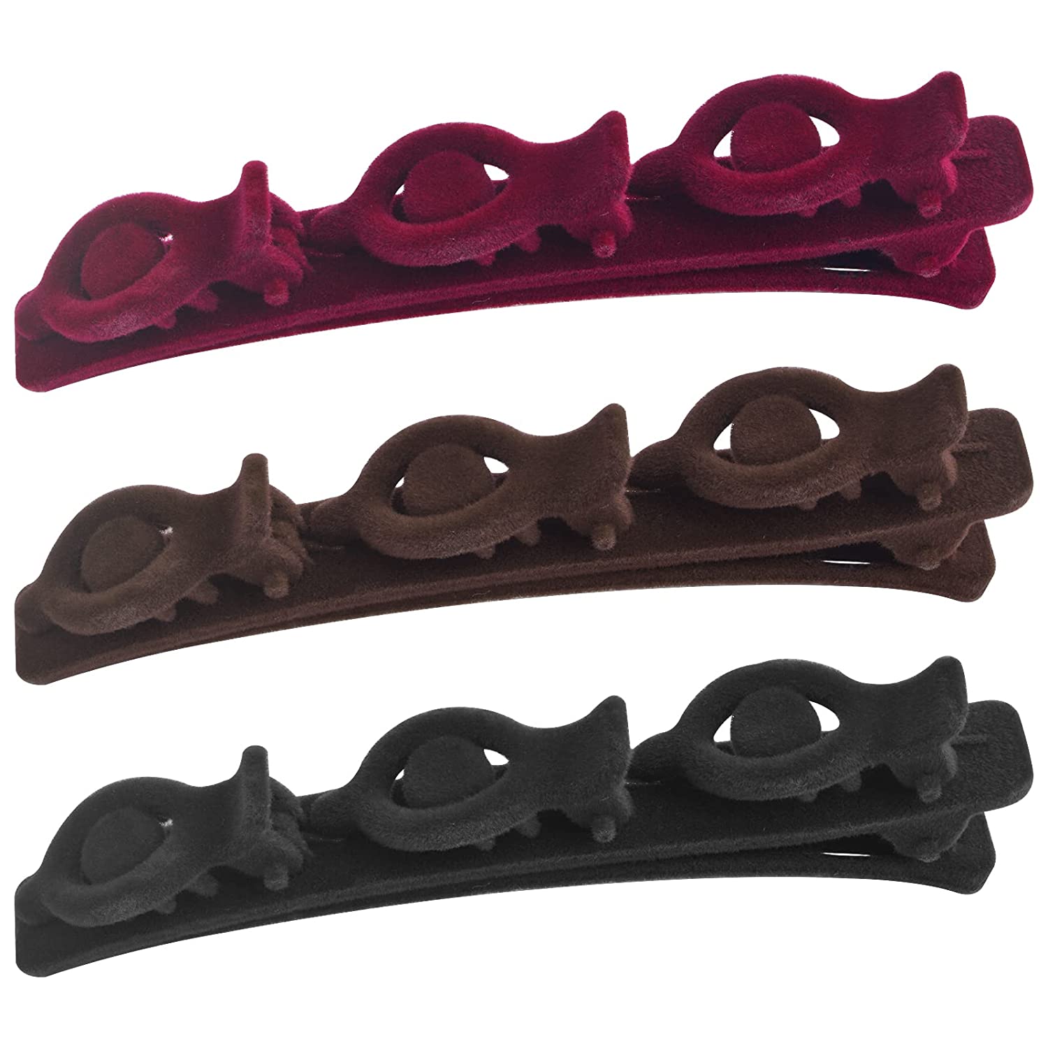 6pcs Double Retro Layer Twist Plait Hair Clips Flocking Texture Braided Hair Clips Woven Hairpin