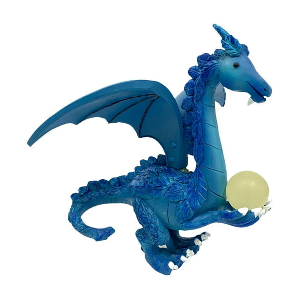 Estatua de dragón para jardín perfecl adorno de resina Dragón azul