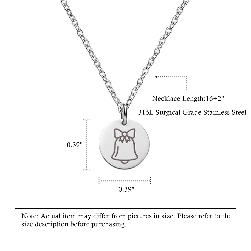 Anavia Round Christmas Bell Stainless Steel Silver Disc 10mm Pendant Jewelry with Gift Box