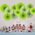 thumbnail image 4 of MINKUROW Hanging Paper Fans Party Set,Round Pattern Paper Garlands Decoration for Birthday Baby Boy Shower Graduation Bachelorette,Set of 8 (Green), 4 of 7