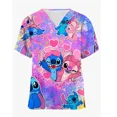 thumbnail image 4 of Camisetas de uniforme de enfermera, camisetas con cuello en V, ropa de hospital de Disney Stitch para mujer, camisetas de verano 2024 con bolsillos para mujer, 4 of 5