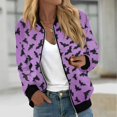 thumbnail image 2 of Chaqueta bomber con temática de Halloween para mujer, elegante estampado de calabaza y murciélago, prenda exterior ligera y cómoda, 2 of 5