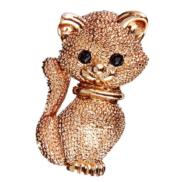 Broche De Gato Dorado Con De Imitación De Cristal Para Sombreros De Unisex Clips Damas Ramilletes Joyería De Navidad Hugo Cat Broche Pins Para Mujeres