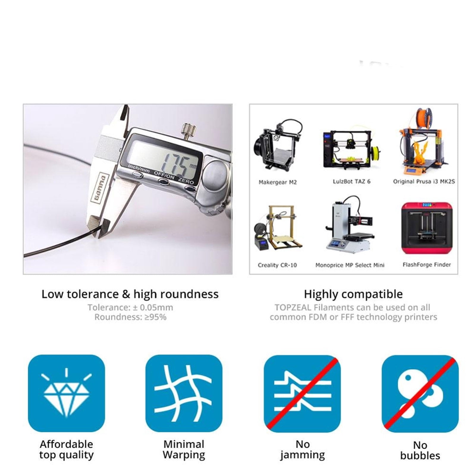 PLA Light Change Color 3D Printer Filament, Dimensional Accuracy +/- 0.05mm, PLA 1KG Spool, PLA 1.75mm for 3D Printer