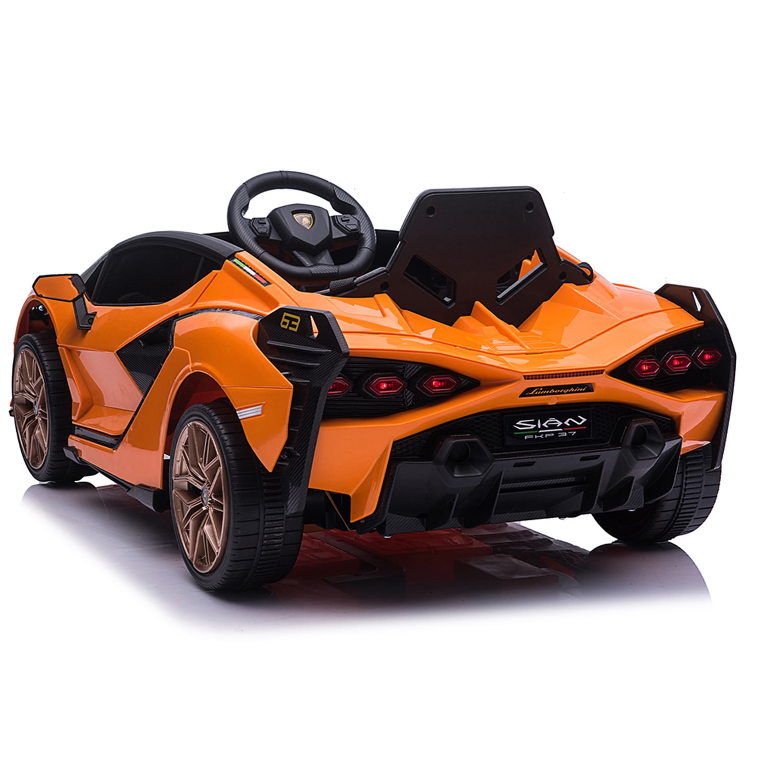 CIPACHO Kids Electric Ride On 12V Licensed Lamborghini SIAN Battery Powered Sports Car Toy with 2 Speeds, Parent Control, Sound System, Orange