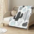 thumbnail image 2 of nygtbtfer Cartoon Cactus Fleece Throw Blanket for Girls Boys Black Green Cactus Plush Blanket Desert Cactus Sherpa Blanket Botanical Fuzzy Blanket White, 2 of 6