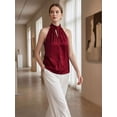 thumbnail image 5 of Deago Women's Elegant Twist Front Halter Sleeveless Satin Tank Tops Keyhole Back Summer Blouses Shirt, 5 of 9