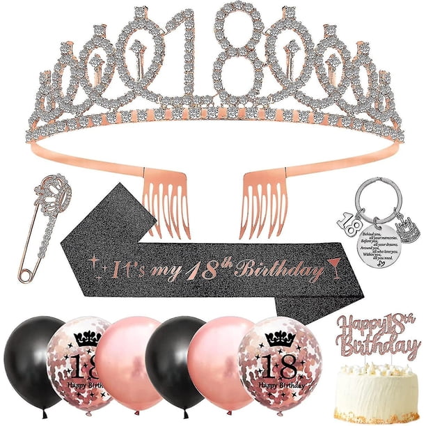 Regalos de 40 cumpleaños compatibles con mujeres, banda y tiara de 40 cumpleaños para mujeres, decoraciones de 40 cumpleaños, tiara con diamantes de imitación, banda con purpurina, oro rosa negro