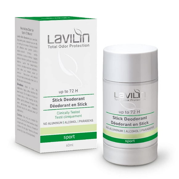Desodorante Lavilin, libre de aluminio, natural, 72 horas, control de olores