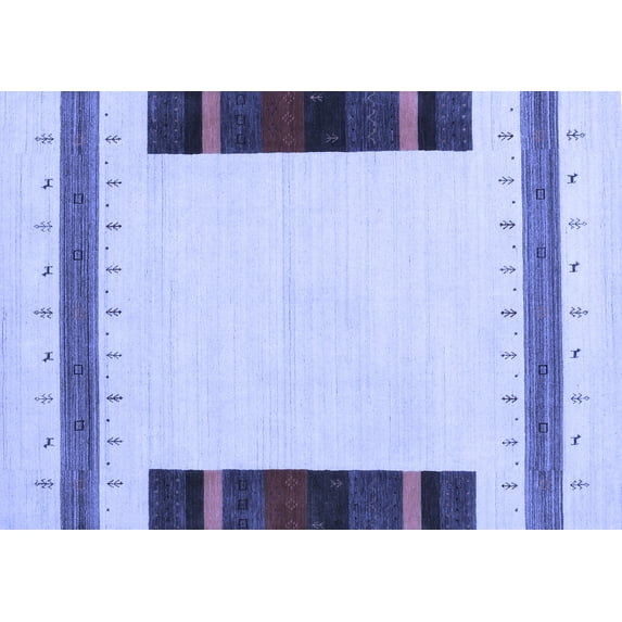 Ahgly Company Indoor Rectangle Solid Blue Modern Area Rugs, 7' x 10'