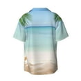 thumbnail image 6 of Lsque Starfish in Beach print Men's Cuban Collar Short Sleeve Shirt Summer Beachwear Casual Button Down Fashionable Vacation Leisure Shirt-Small, 6 of 7