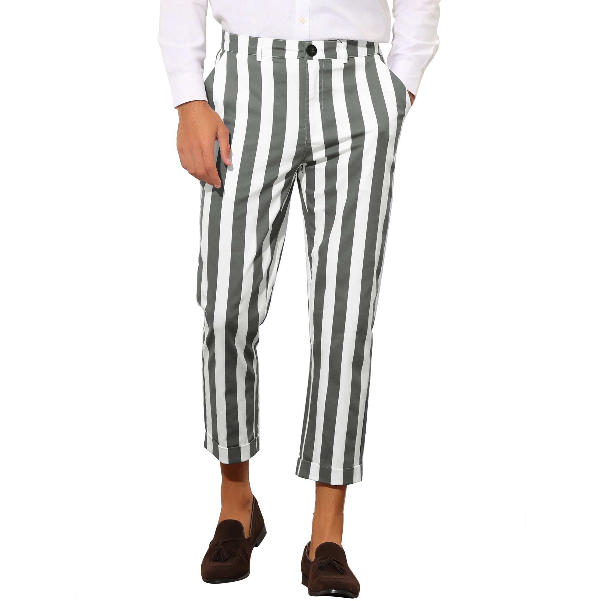 INSPIRE CHIC Stripe Business Pants for Men's Slim Fit Tapered