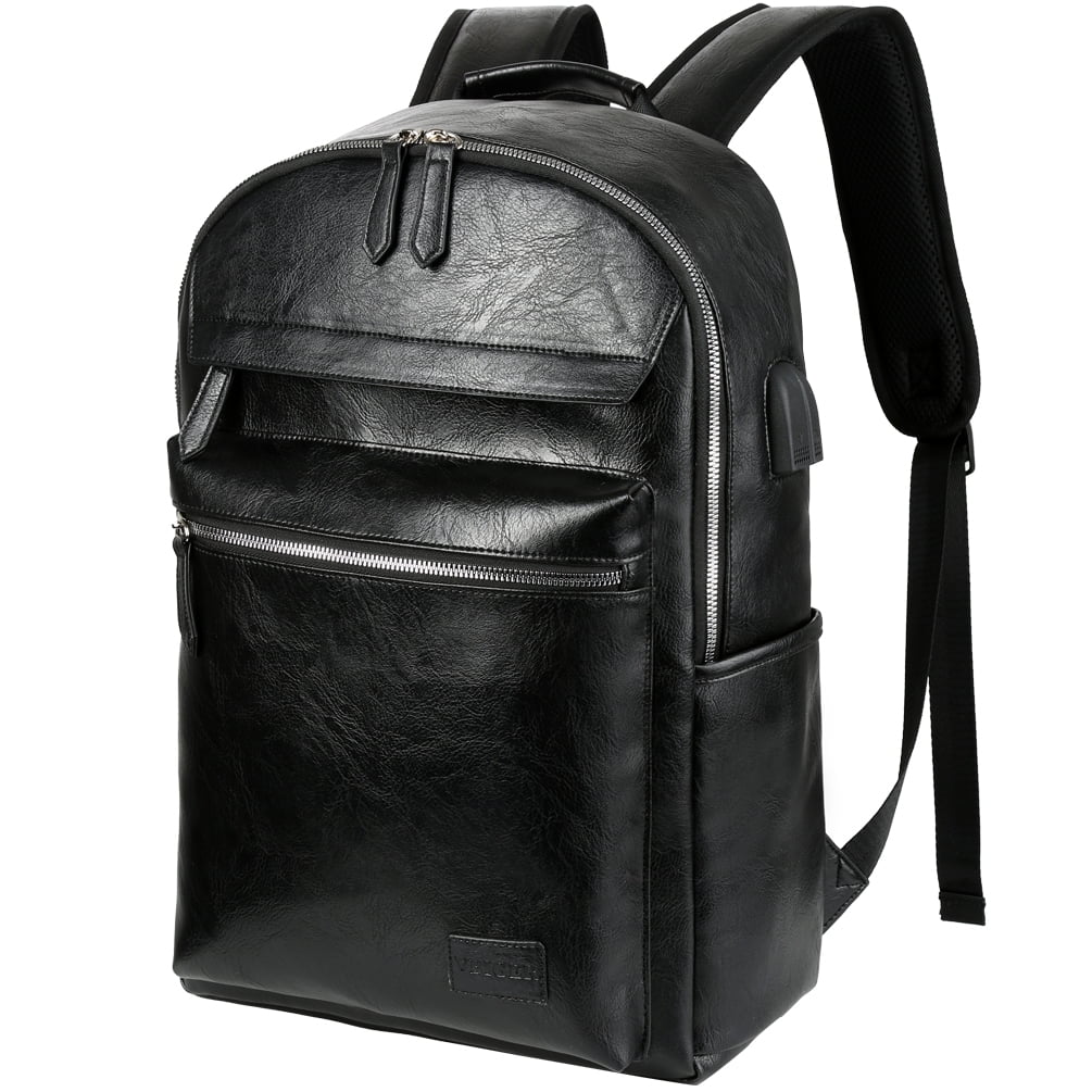 BAAFG Men Leather Backpack Rucksack Leisure Travel Bag Large Capacity,Black-OneSize 