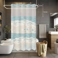 thumbnail image 3 of Ocean Beach No Hook Shower Curtain with Snap in Liner Abstract Beige Beach Blue Sea Star Turtle Crab Coral Waterproof Bathroom Shower Curtain with See Through Top Window for Bathtub 36" x 72", 3 of 9