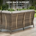 thumbnail image 5 of PARKWELL Outdoor Furniture Sectional Sofa L Shaped Couch,Patio Wicker 5-Seat High Back Conversation Set for Balcony Yard,Brown Wicker Beige Cushion, 5 of 9