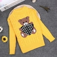thumbnail image 2 of Glisme Knit Sweater For Girls Solid Color Cartoon Print Pullover Crochet Sweaters Leisure Top Clothes Yellow , 6-7 Years, 2 of 4