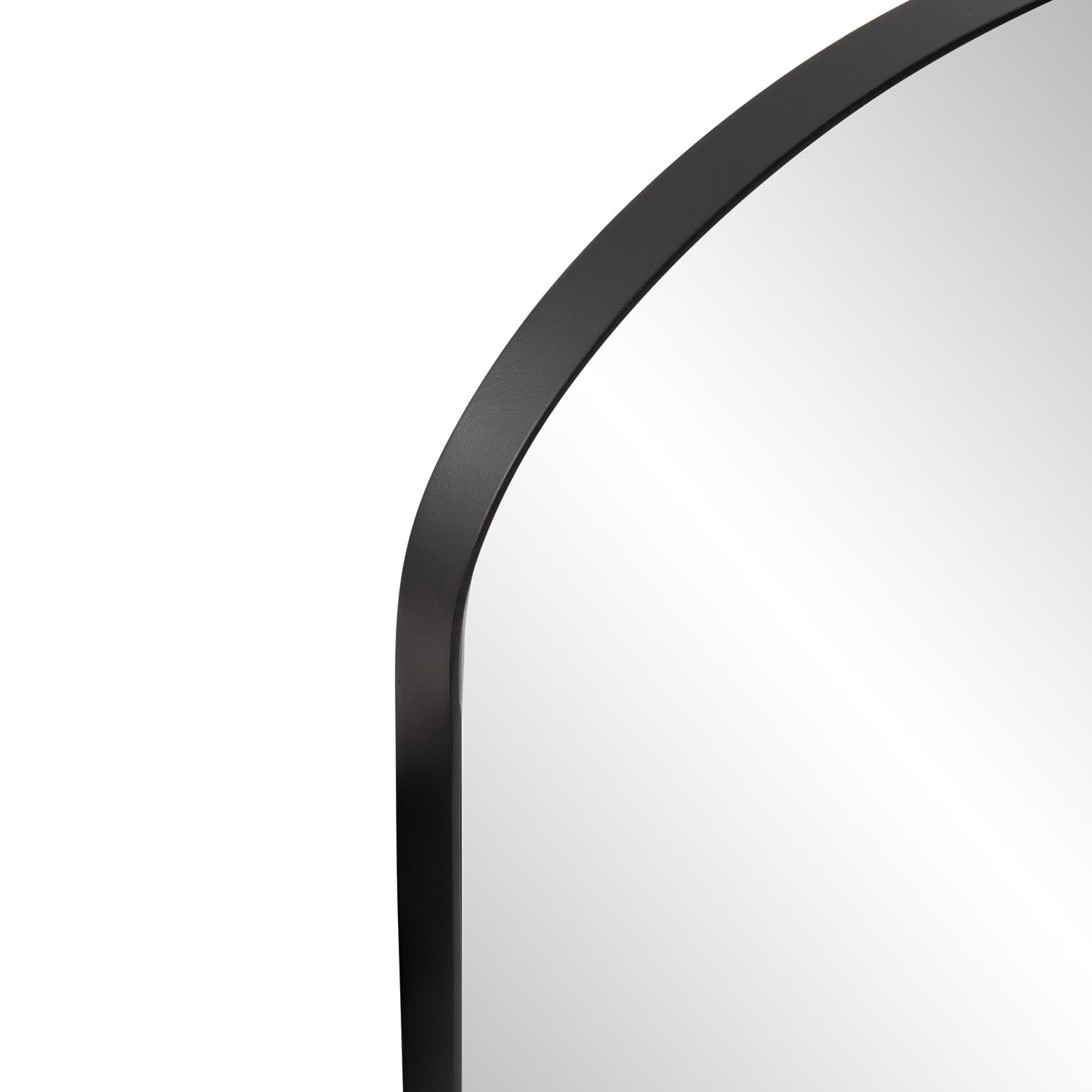 Tyler Dillon Brushed Black Stainless Steel Framed Capsule Mirror - 42"H x 14"W