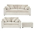 thumbnail image 5 of Roundhill Furniture Belvoir 3-Piece Living Room Set, Sofa Loveseat and Ottoman, Beige Champagne, 5 of 15