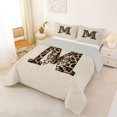 thumbnail image 2 of Erosebridal Teens Adults M Personalized Initial Full Size Comforter Sets 3 Pieces,Leopard Print Bow Knot Bedding Sets For Girls Boys,Grey Reversible, 2 of 6