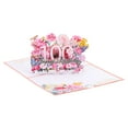thumbnail image 1 of Tarjeta de cumpleaños Uxcell 100 con tarjeta de cumpleaños emergente, flores 3D y mariposas con sobre de tarjeta en blanco para regalo, 1 of 5