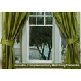 thumbnail image 2 of Ring Top Sheer Sari Curtains 60" W X 96" L matching tiebacks- Handcrafted Olive Green Indian Drapes Unlined for light & airy ambience Perfect for Living/Bedroom/Dining Room Sold in Pairs, 2 of 6