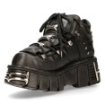 thumbnail image 5 of New Rock 106-S1 Unisex Metallic Black Gothic Classic Leather Biker Boots 45, 5 of 6