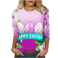 thumbnail image 1 of Hauts à Manches 3/4 pour Femmes, Hauts pour Femmes, T-Shirt Imprimé de Pâques Col Rond Manches 3/4 Ample, T-Shirts pour Femmes, Hauts de Pâques pour Femmes, 1 of 3