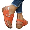 thumbnail image 4 of Yyuenw Women Open Toe Thong Wedge Slides PU Slip On Summer Outdoor Walking Sandals, 4 of 9
