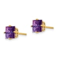 thumbnail image 2 of 14k 6mm Princess Cut Amethyst Earrings in 14k Yellow Gold, 2 of 3