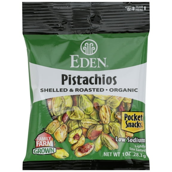 Eden Foods Organic Pocket Snacks Pistachios Shelled And Dry Roasted, 1 Oz