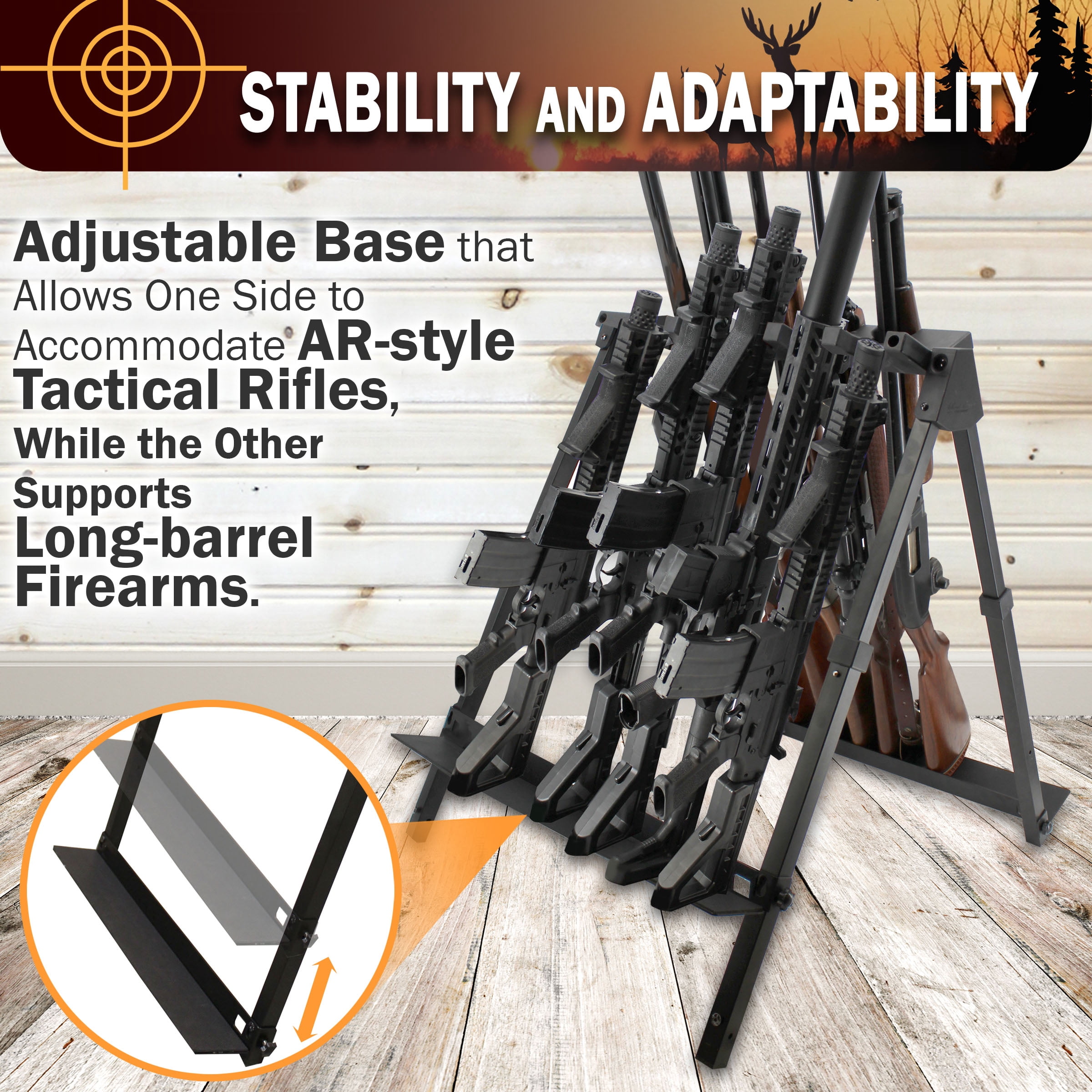 Rush Creek Creations Aluminum 10 Gun Stand Fold & Go with Carry Bag
