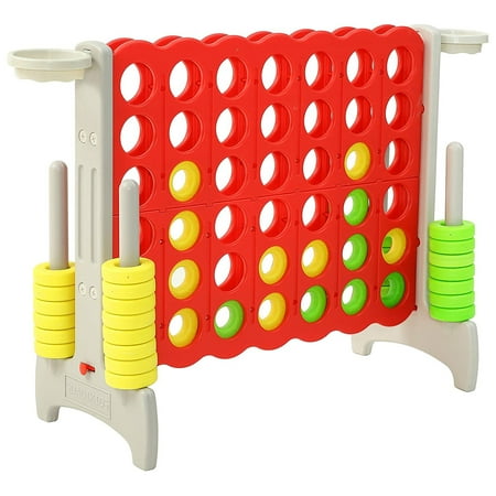 SDADI Giant 64 Inch 4-In-A-Row Game and Basketball Floor Game, Gray and Red