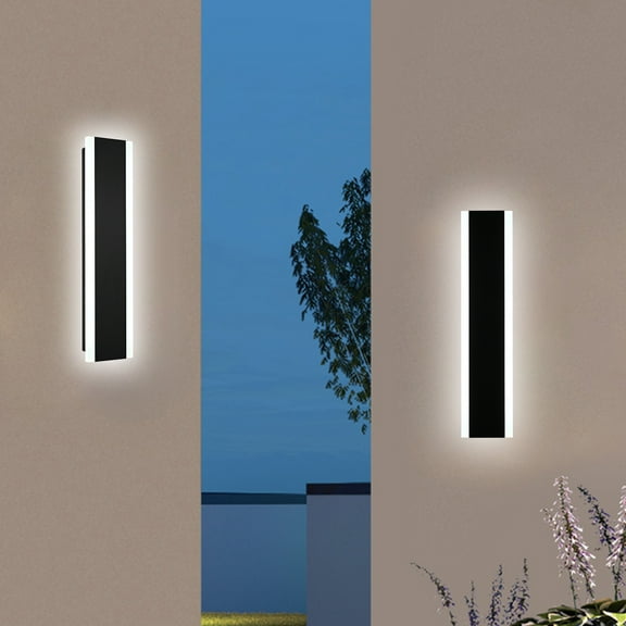 Melucee 2 Pack 24in Modern LED Outdoor Light,Outdoor Garage Sconces Wall Lighting IP65 Waterproof Exterior Wall Mount Lighting