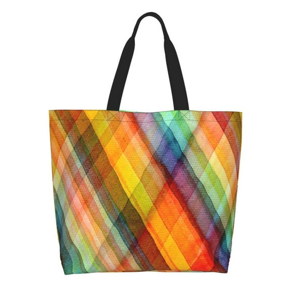 Kdxio Abstract Watercolors Tartan Casual Tote Bags Women Big Capacity Shoulder Bag for Women Travel Shoulder Bags Handbags